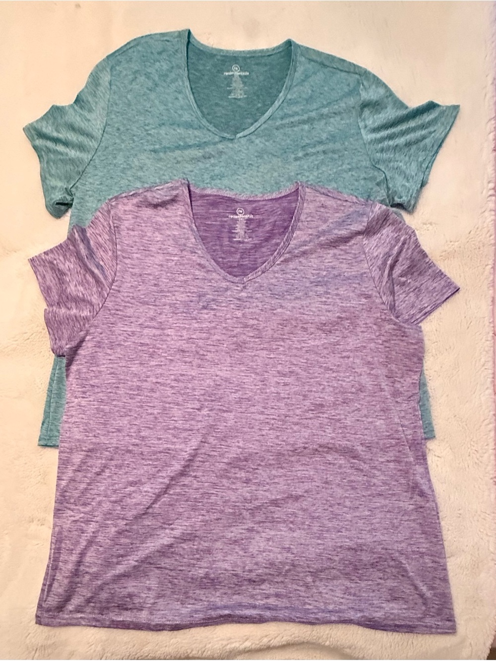 DryFit V-Neck Tee - Heather Purple & Teal (2-Pack) 2XL